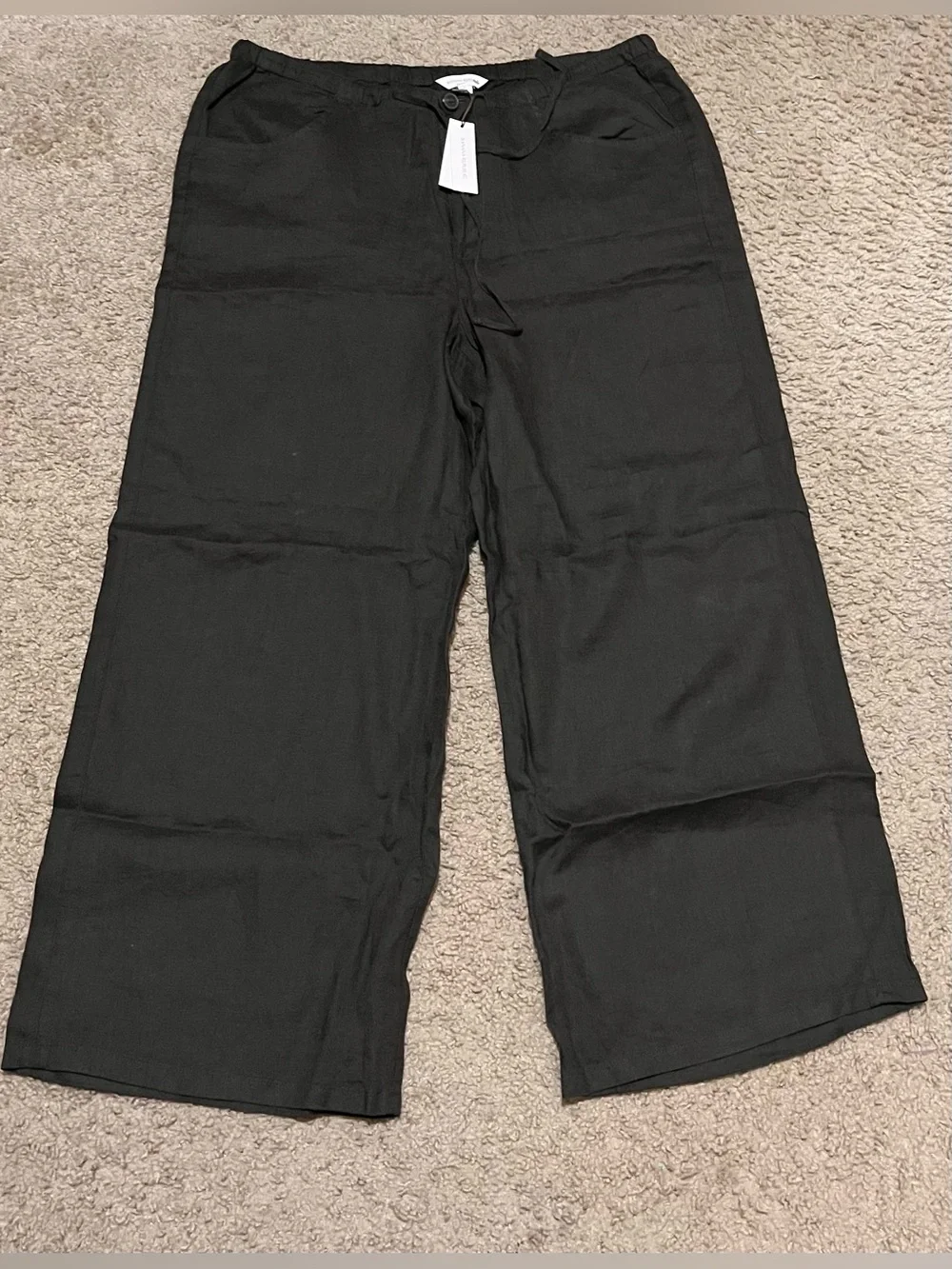 BANANA REPUBLIC THE STUDIO WIDE-LEG DRAWSTRING PANT IN LINEN